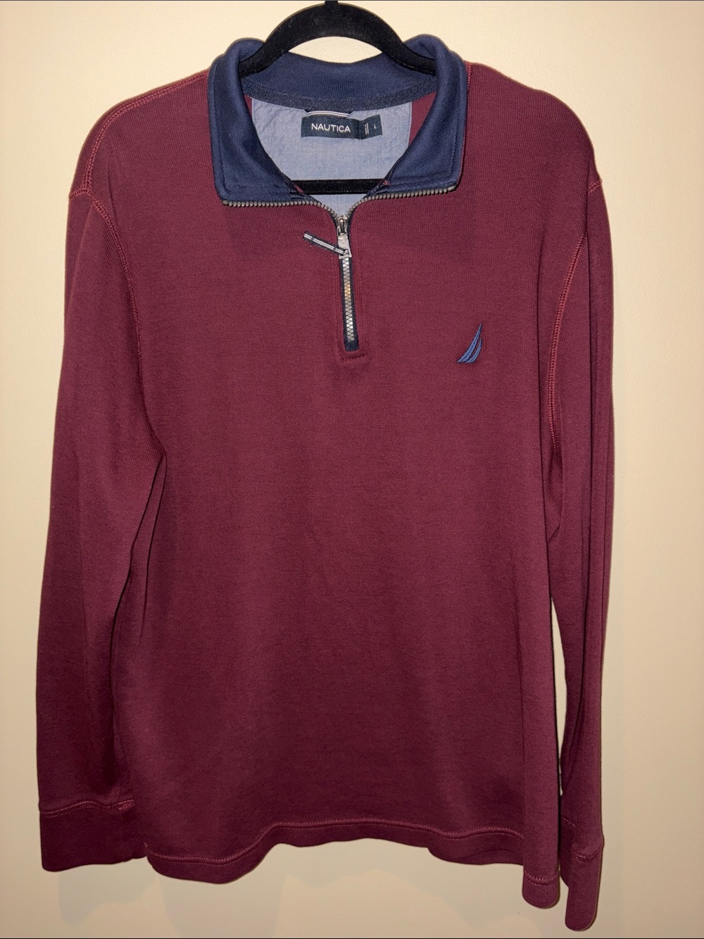 Nautica | Men's Burgundy Quarter-Zip Pullover Sweater